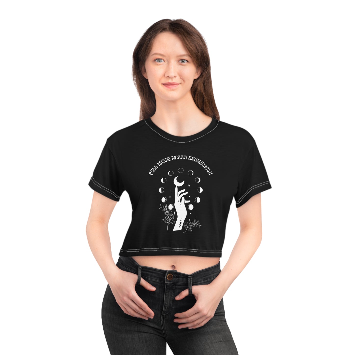 Full Moon Miami Drumcircle - Crop Tee (AOP) for woman